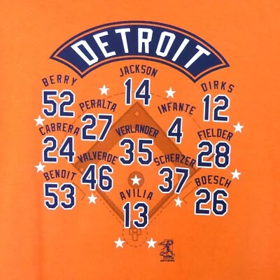 Detroit Tigers 2012 baseball team MLB orange navy t shirt men's size L - Image 1 of 4