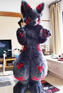 Langes Fell Husky Hund Fuchs Maskottchen Kostüm Fursuit Halloween Anzug Cosplay 413# - Bild 1 von 3