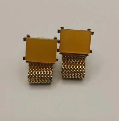 Gemelos Vintage Por Swank Con Envoltura y Naranja Lucite Tono Dorado Foto 1 de 4