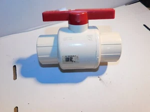 2" PVC Ball Valve White Schedule 40 Slip x Slip PCVC 4120 CTS Valve - Picture 1 of 8