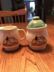 Rooster Creamer & Sugar Bowl W/ Lid - Picture 1 of 1