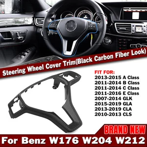 For Benz A B C E CLA CLS SLK Black + Carbon Fiber Look Steering Wheel Cover 35mm - Picture 1 of 13