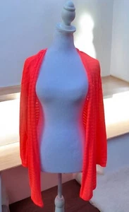 H&M Divided Womens Small Cardigan Knit Open Front Sheer Long Sleeve Bright Coral - Picture 1 of 6