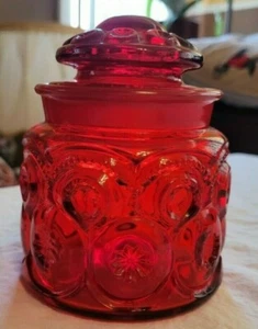L.E. Smith glass Tea Canister with lid Red ruby glass ! - Picture 1 of 9