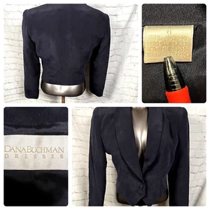 Dana Buchman Dresses Women Size 6 Navy Blue Silk Short Blazer - Picture 1 of 7