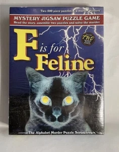 SEALED F Is For Feline 2X 500 Pcs Jigsaw Puzzles And A Murder Mystery Game NEW - Picture 1 of 2