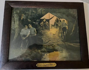 ALFRED JAMES DEWEY ~ "WHEN LOVE IS YOUNG" TENT CAMPING 1908 RARE FRAMED PRINT - Picture 1 of 11