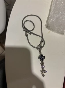 Barbara Bixby Amethyst Cultured Pearl Sterling Silver 18K Key Pendant With Chain - Picture 1 of 5