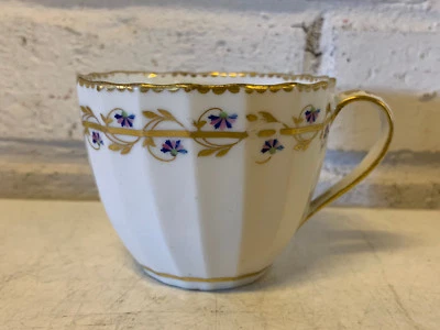 Antique Early Derby Porcelain Cup w/ Gold & Blue Floral Decoration - Image 1 of 4