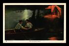 DR JIM STAMPS US PAINTING DEWEY WITCHING HOUR ROMANTIC ROWBOAT SCENE POSTCARD