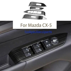 Fit For Mazda CX-5 2017-22 Black Steel Window Lift Panel Switch Cover Trim 4PCS - Picture 1 of 9