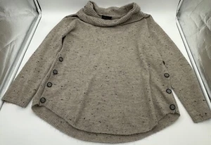 Fortune + Ivy Womens L Gray/brown Reagan Cozy Cowl Neck Sweater Button Side - Bild 1 von 7