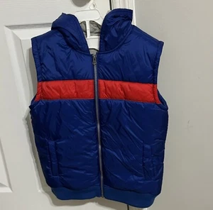 Gymboree Winter Puffer Vest With Hood Blue With Red &Soft - Picture 1 of 5
