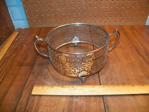 1914 Round Silverplate Dish Holder Rest Serving Footed 6.75" Trivet w Handles - Picture 1 of 7