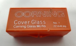 Cubierta deslizante de vidrio Corning No. 1 vidrio cuadrado Corning funciona de lote antiguo de 22 mm - Imagen 1 de 3