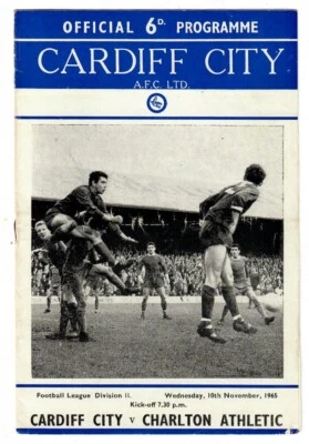Cardiff City v Charlton Athletic - 1965-66 Division Two - Football Programme - Image 1 of 2