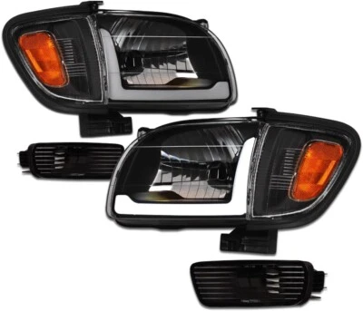 Barra de tira LED DRL negra para faros Toyota Tacoma 2001-2004 6 piezas Foto 1 de 4