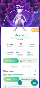 🔥⚡️ LEGENDARY MEWTWO 2300CP!!! ⚡️🔥 - PKMN GO!!! - NON REGISTERED TRADE!!! - Picture 1 of 2
