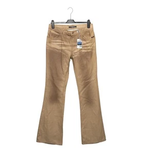Jeans GAS Vintage Marrón Camel Cuero Sintético Lavado Bootcut - W32 NUEVO - Imagen 1 de 14