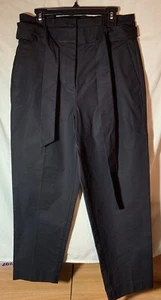 Ann Taylor Women's Black Petite Tapered Leg Dress Pants Ribbon Tie Size 2P - Picture 1 of 9