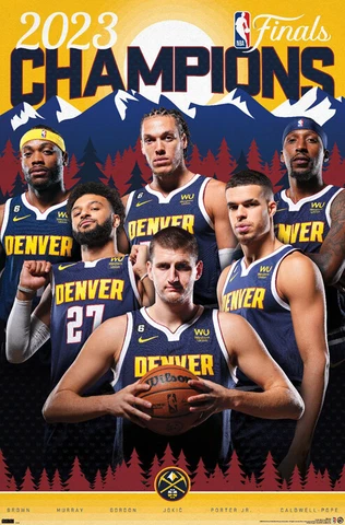 DENVER NUGGETS 2023 NBA CHAMPIONS Commemorative 6-Player 22x34 Wall POSTER Cover