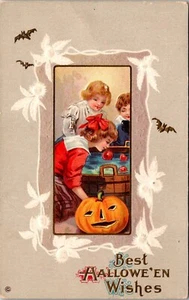Best Hallowe'en Wished Embossed Children Jack-O-Lantern Postcard - Bild 1 von 2