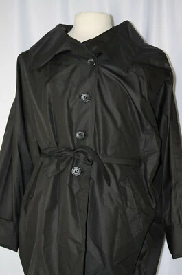 Armani Collezioni Sz 4/ 40 IT Oversized Gray Button Up Wind Coat Jacket Belt Bow - Image 1 of 4