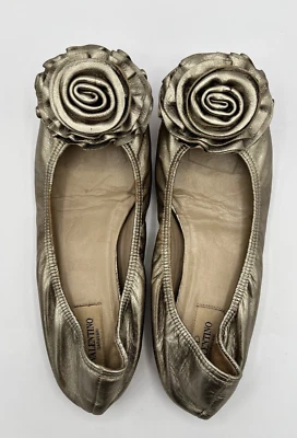 Zapatos planos Valentino Rosette para mujer 36,5/6,5 dorados Foto 1 de 4