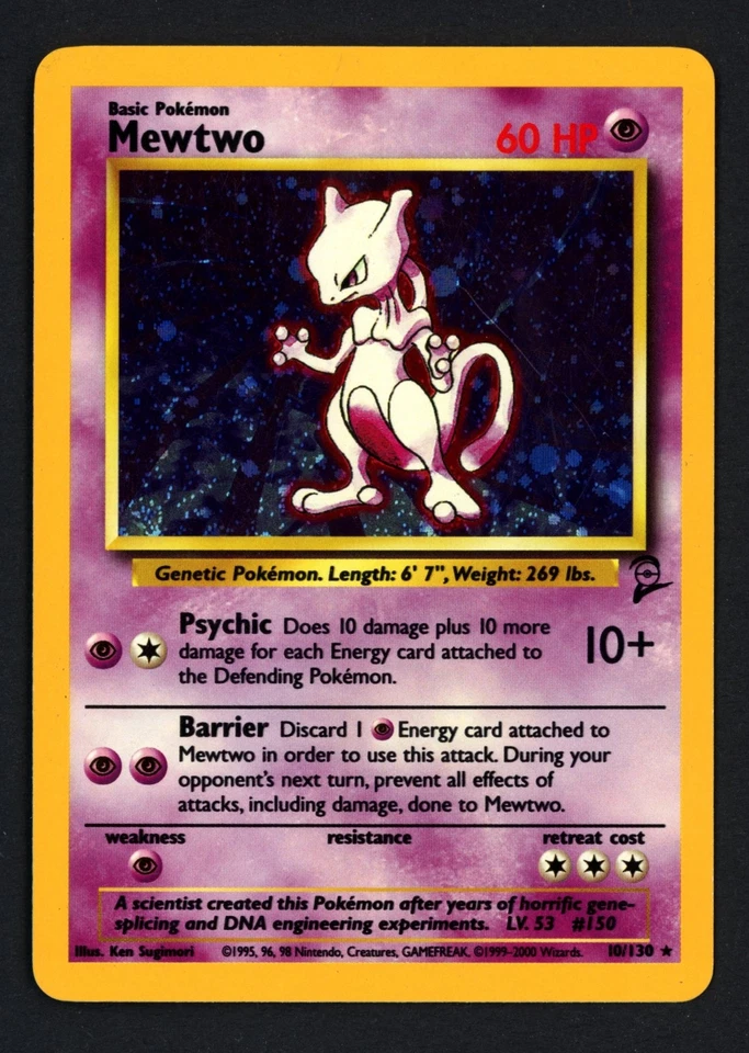 Mewtwo 10/130 Base Set 2 Holo Rare Pokemon TCG - Image 1 of 2