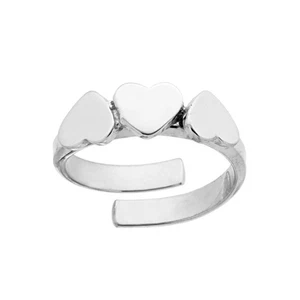 Anello Tre Cuori Plain in Argento 925 Galvanica Rodio - Picture 1 of 1