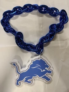 New NFL Detroit Lions BIG Fan Chain BLUE Necklace Foam USA SELLER - Picture 1 of 8