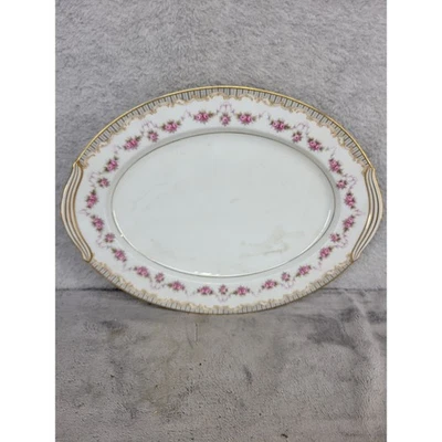 Plato para servir ovalado Noritake Ridgewood China 5201 rosas rosadas adorno dorado Japón Foto 1 de 4