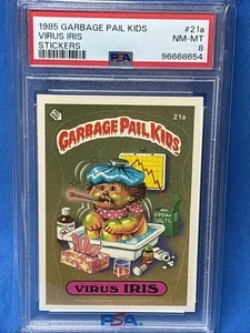 VIRUS IRIS 1* 1985 Garbage Pail Kids Series 1st OS1 MATE 21a PSA 8 casi nuevo Mt - Imagen 1 de 2