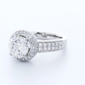 ANILLO ACENTO VINTAGE ORO 18K CORTE REDONDO DIAMANTE CREADO EN LABORATORIO CERTIFICADO 3,7 QUILATES E/VS1 - Imagen 1 de 3
