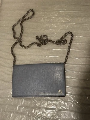 Gucci 100% подлинный GG новый Marmont синий кожаный бумажник цепочка сумка ~ $1100 - Изображение 1 из 4