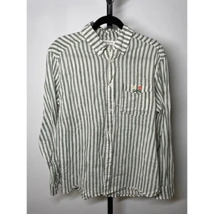 EMERSON FRY Ryan Shirt Organic Cotton Button Up Striped Oversized Green White M - Picture 1 of 8