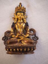 Ancien Bouddha Amitayus en bronze 
