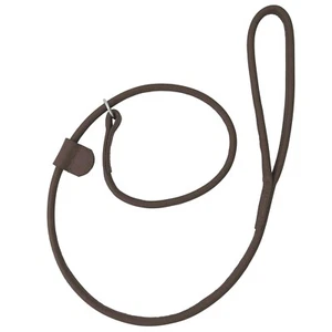 NEW HAND-MADE LOOP BROWN SOFT LEATHER DOG LEASH LEAD TRAINING SLIP ROLLED SHOW - Picture 1 of 1