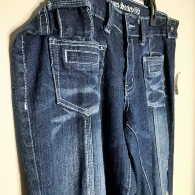 Pantalones de mezclilla ajustados desgastados lavado oscuro para mujer Blues Society talla 11/12 Juniors Y2K Foto 1 de 4