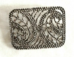 Broche Vintage Metal Plata Diseño Vid Cuentas Rectangulares - Imagen 1 de 2