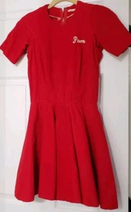 Red Corduroy 1950's Rockabilly Cheer Leader Dress Pam Movie TV Prop Clothing - Picture 1 of 9
