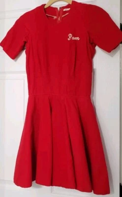 Vestido de pana roja años 50 Rockabilly Cheer Leader Pam película TV utilería ropa Foto 1 de 4