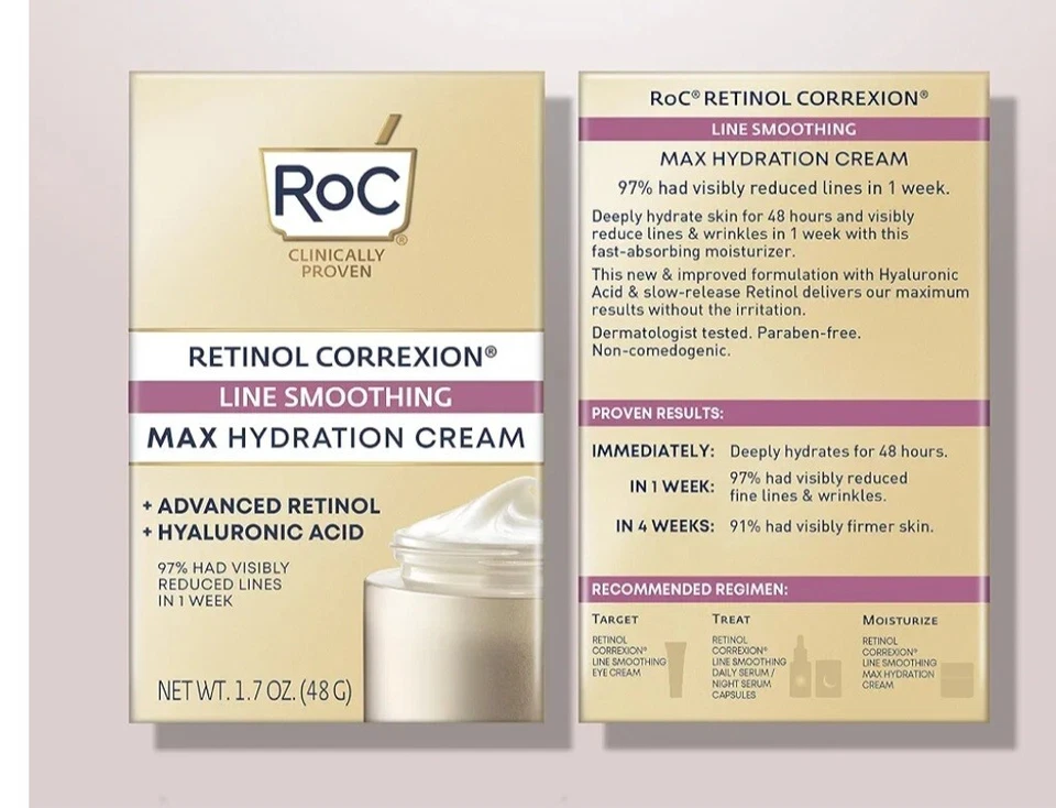 RoC Retinol Correxion Line Smoothing Max HydrationCream F-F 1.7oz./48g NEW (O7) - Image 1 of 1