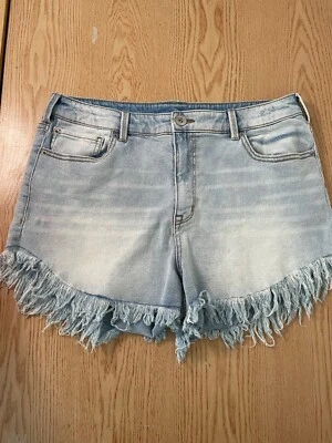 Nuevos pantalones cortos de jean elásticos recortados de mezclilla INC para mujer talla 12/31 Foto 1 de 4