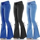 Shirt Underwear Womens Jeans Boot-cut Casual Flared Lace Retro Stretch