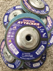 Flap Disc United Abrasives 76319 Type27 4-1/2x5/8-11 Ovation Attacker Z80 Pk 10 - Picture 1 of 2