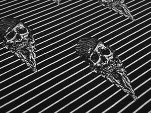 Stoff Baumwolle Jersey Totenkopf Skulls Streifen schwarz hellgrau gestreift