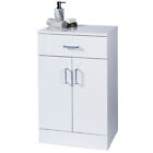High Gloss White Bathroom Cabinet Soft Close Double Doors Storage Shelves Unit