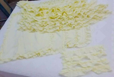 Cortinas amarillas con volantes vintage - 4 paneles, 5 cenefas, 4 lazos 37" x 44,5"  Foto 1 de 4