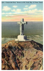 El Paso TX Texas Christ the King Statue 1943 Vintage Linen Postcard-Z2-145 - Picture 1 of 2